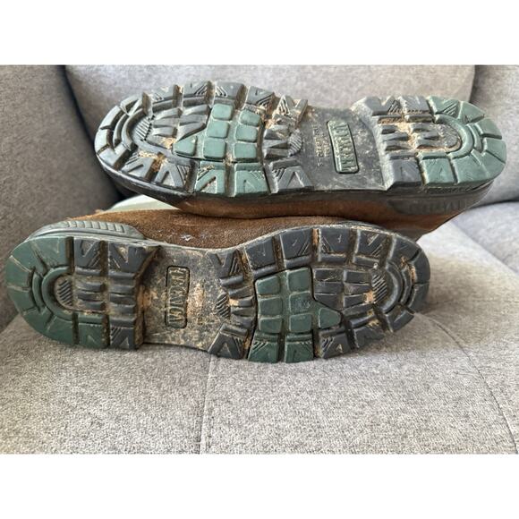 Tecnica Trekking Hiking Cervino Boots Gore-Tex Brown Suede Green Canvas Mens 11 - Picture 5 of 6